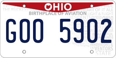 OH license plate GOO5902