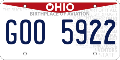 OH license plate GOO5922
