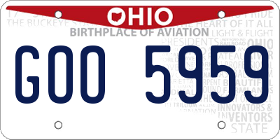 OH license plate GOO5959