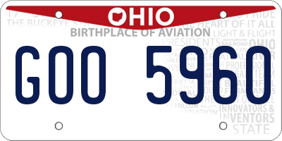 OH license plate GOO5960