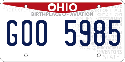 OH license plate GOO5985