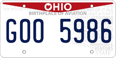 OH license plate GOO5986