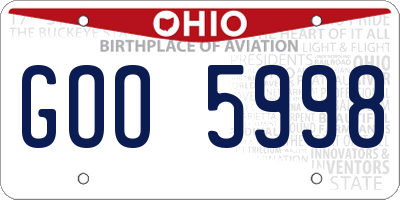 OH license plate GOO5998
