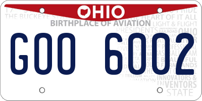 OH license plate GOO6002