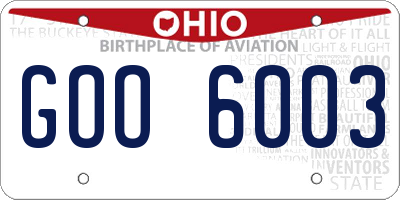 OH license plate GOO6003