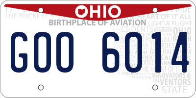 OH license plate GOO6014