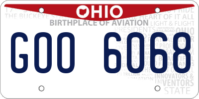 OH license plate GOO6068