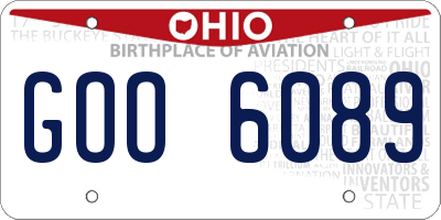 OH license plate GOO6089