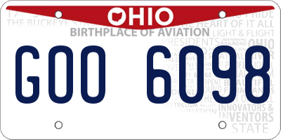 OH license plate GOO6098