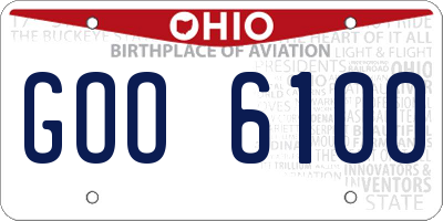 OH license plate GOO6100