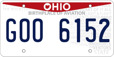 OH license plate GOO6152