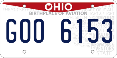OH license plate GOO6153