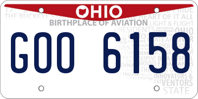 OH license plate GOO6158