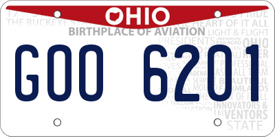 OH license plate GOO6201