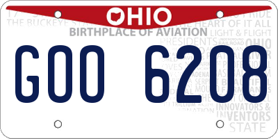 OH license plate GOO6208