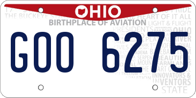 OH license plate GOO6275