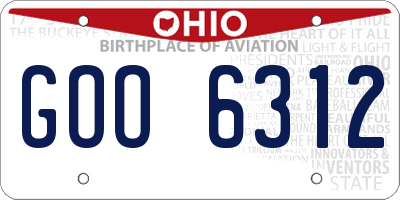 OH license plate GOO6312