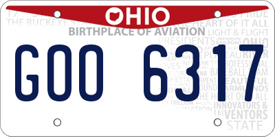 OH license plate GOO6317