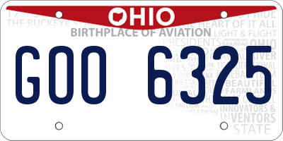 OH license plate GOO6325