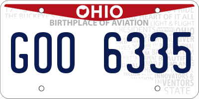 OH license plate GOO6335