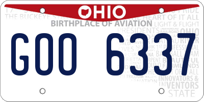 OH license plate GOO6337