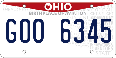 OH license plate GOO6345