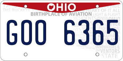 OH license plate GOO6365