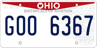 OH license plate GOO6367