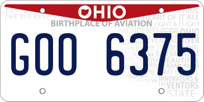OH license plate GOO6375