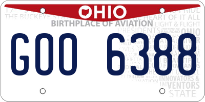 OH license plate GOO6388
