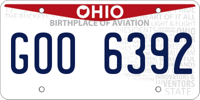 OH license plate GOO6392