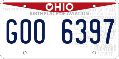 OH license plate GOO6397