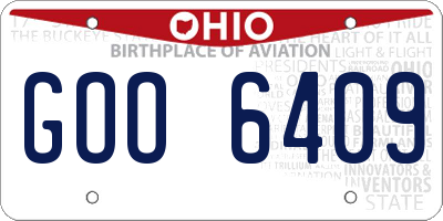 OH license plate GOO6409
