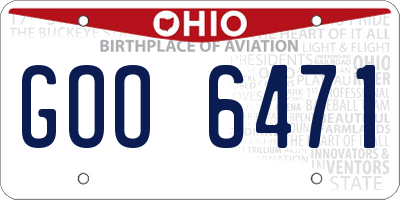 OH license plate GOO6471