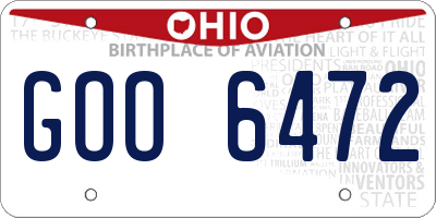 OH license plate GOO6472