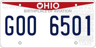 OH license plate GOO6501