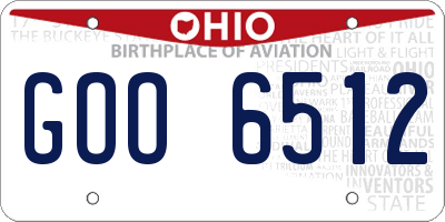 OH license plate GOO6512