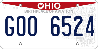 OH license plate GOO6524