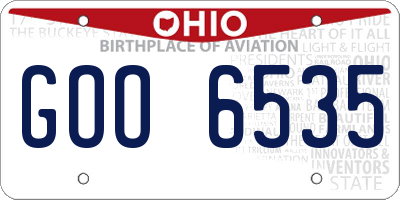 OH license plate GOO6535