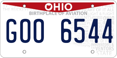 OH license plate GOO6544