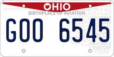 OH license plate GOO6545