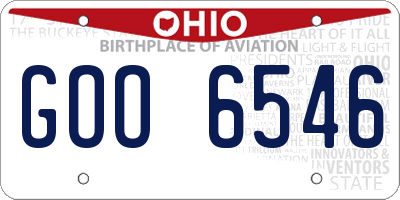 OH license plate GOO6546