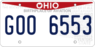 OH license plate GOO6553