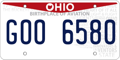 OH license plate GOO6580