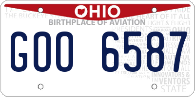 OH license plate GOO6587