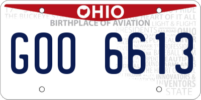 OH license plate GOO6613