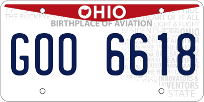 OH license plate GOO6618