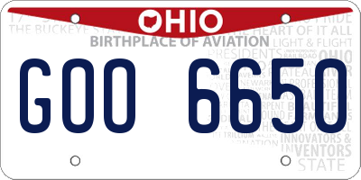OH license plate GOO6650