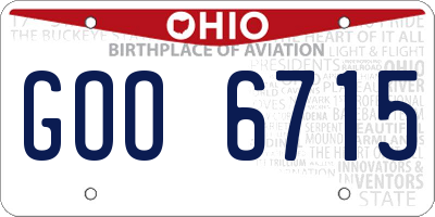 OH license plate GOO6715