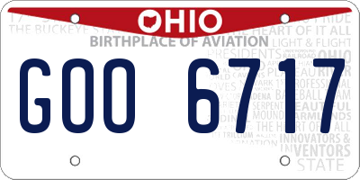 OH license plate GOO6717